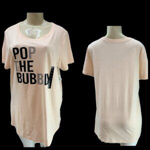Torrid L Blush Pink Glitter Pop The Bubbly Text Graphic Crew Short Sleeve Tee